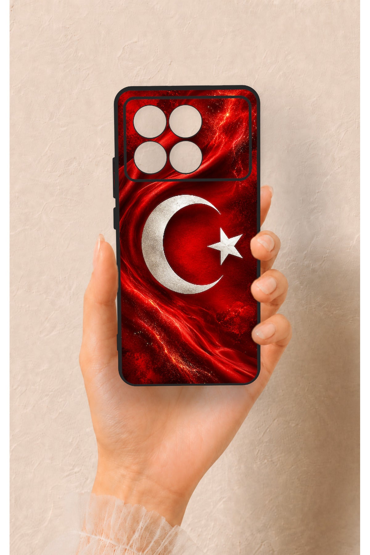 Poco X6 Pro Uyumlu Türk Bayrağı Desenli Silikon Kılıf