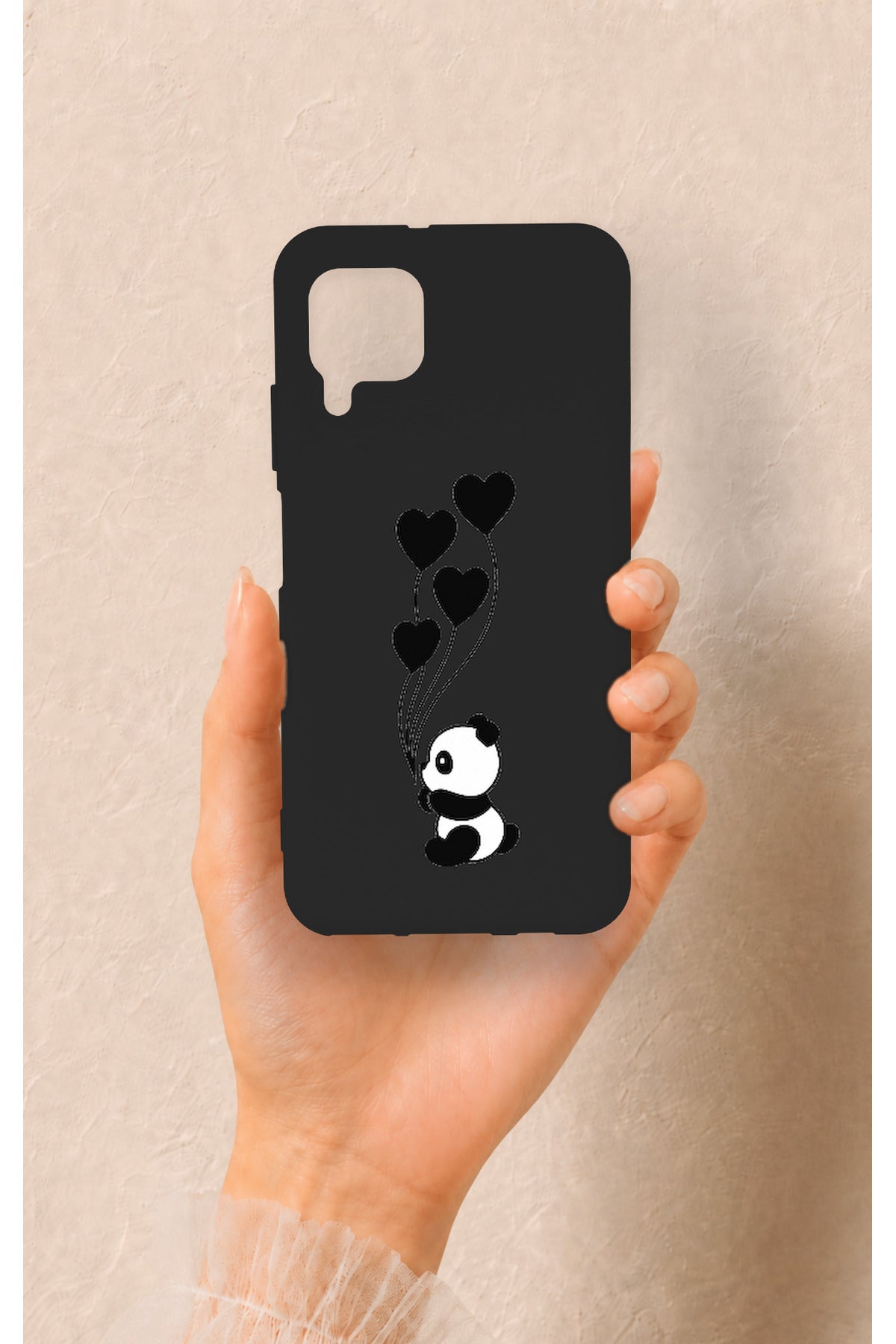 Huawei P40 Lite Uyumlu Kalpli Panda Desenli Silikon Kılıf