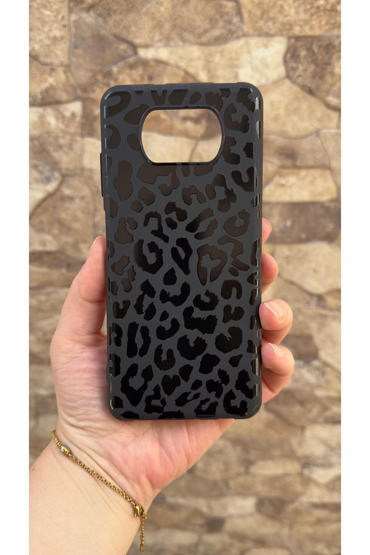 Poco X3 ve X3 Pro Uyumlu Leopar Desenli Silikon Darbe Emici Klasik Korumalı Rubber Kılıf