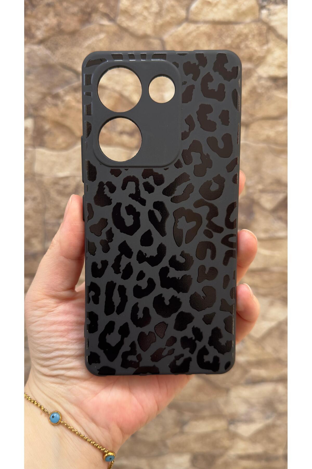 TECNO CAMON 20 PRO Uyumlu Leopar Desenli Silikon Darbe Emici Klasik Korumalı Rubber Kılıf
