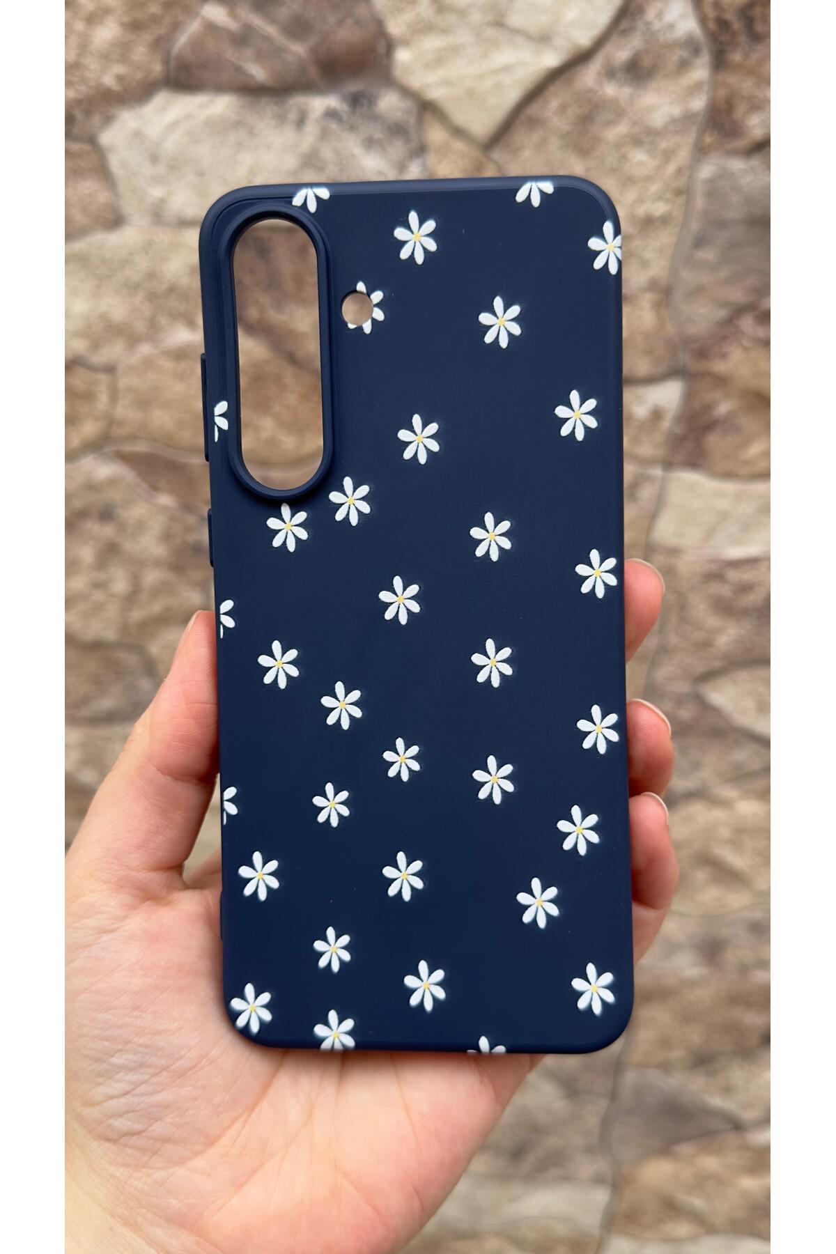 Samsung Galaxy S25 FE Uyumlu Mini Papatya Desenli Darbe Emici Klasik Korumalı Rubber Kılıf277