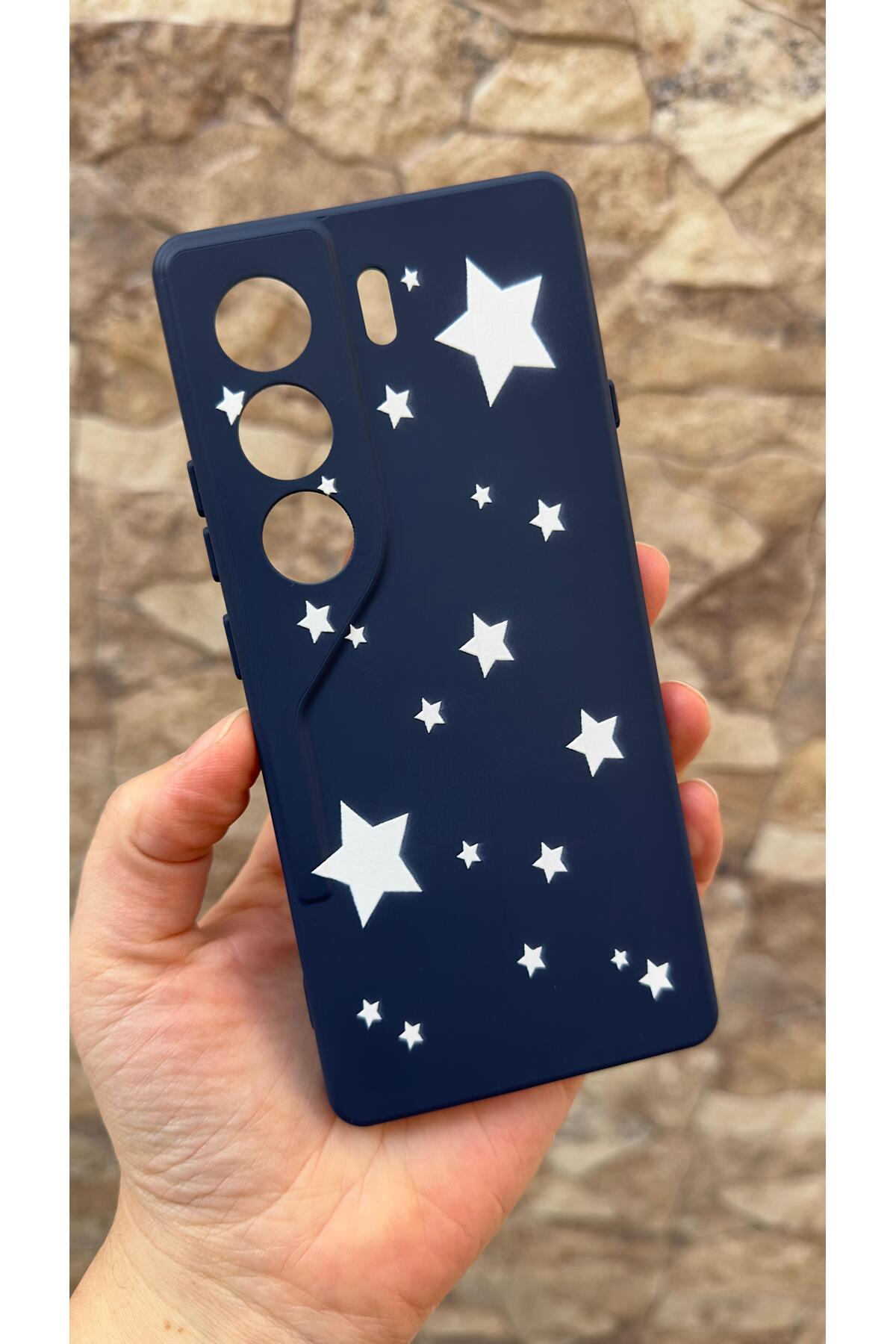 Tecno Camon 40 Pro Uyumlu Mini Yıldız Desenli Silikon Darbe Emici Klasik Korumalı Rubber Kılıf