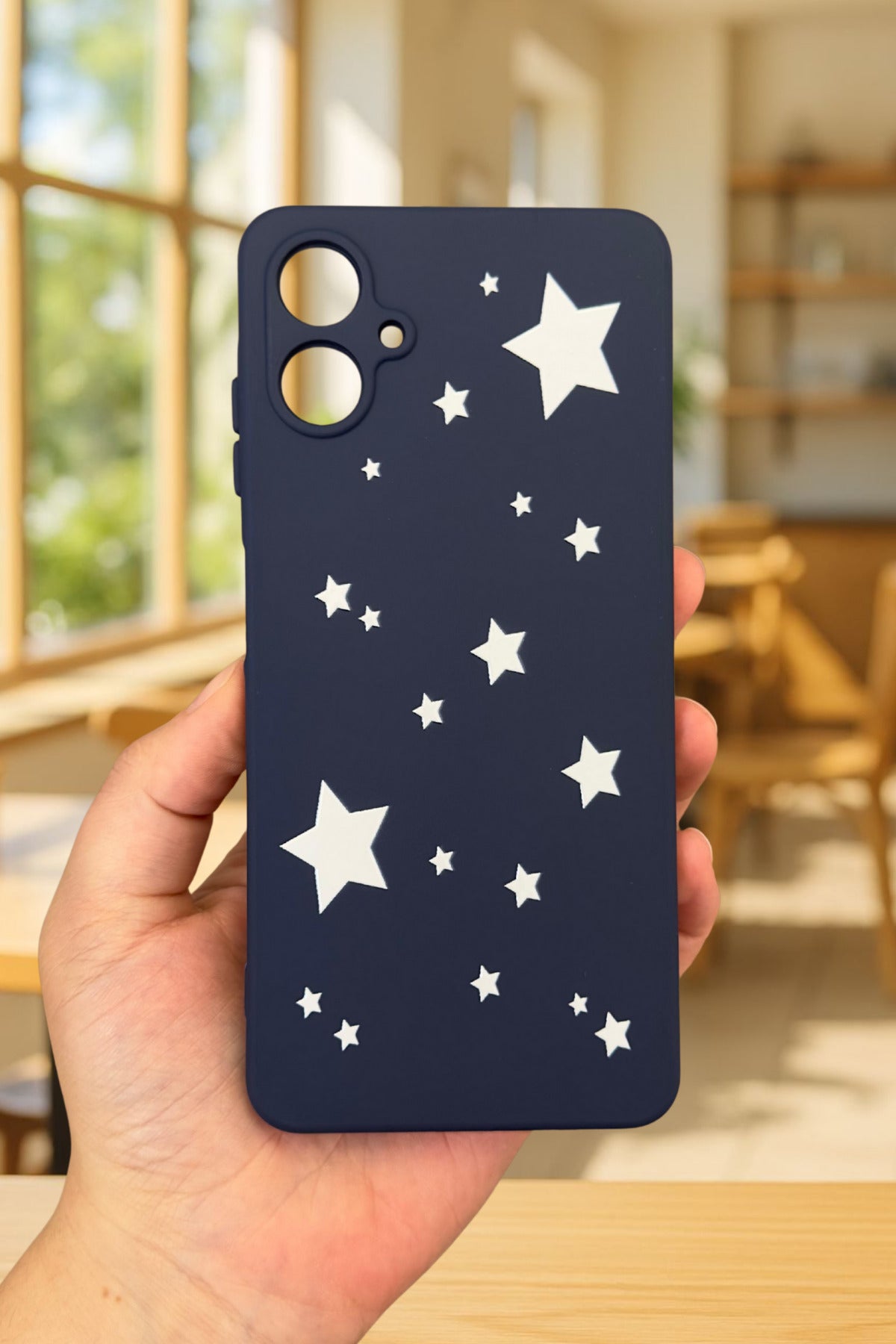 Samsung Galaxy A07 Uyumlu Mini Yıldız Desenli Silikon Darbe Emici Klasik Korumalı Rubber Kılıf