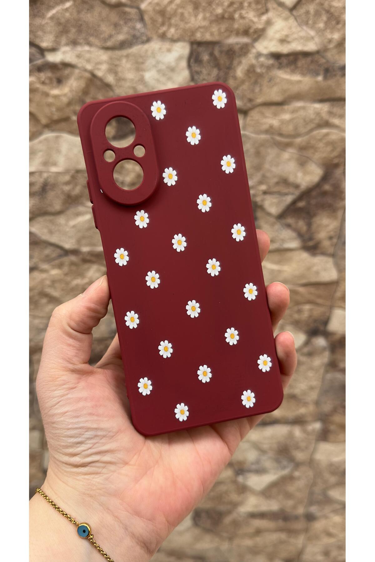 REALME 12 LİTE Uyumlu Beyaz Papatya Desenli Silikon Darbe Emici Klasik Korumalı Rubber Kılıf