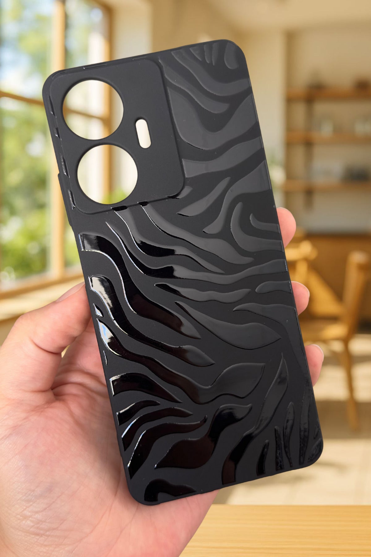 Realme C55 Uyumlu Zebra Desenli Silikon Darbe Emici Klasik Korumalı Rubber Kılıf