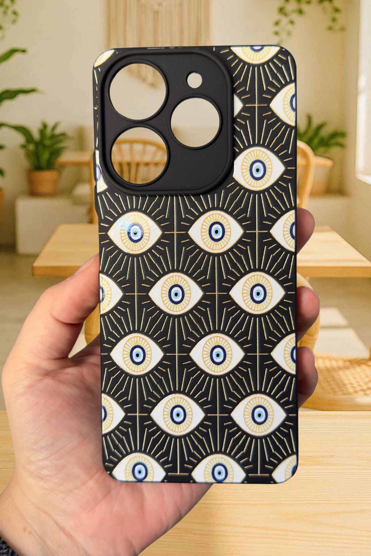 Tecno Spark 10 PRO Uyumlu Evıl Eye Desenli Silikon Darbe Emici Rubber Kılıf