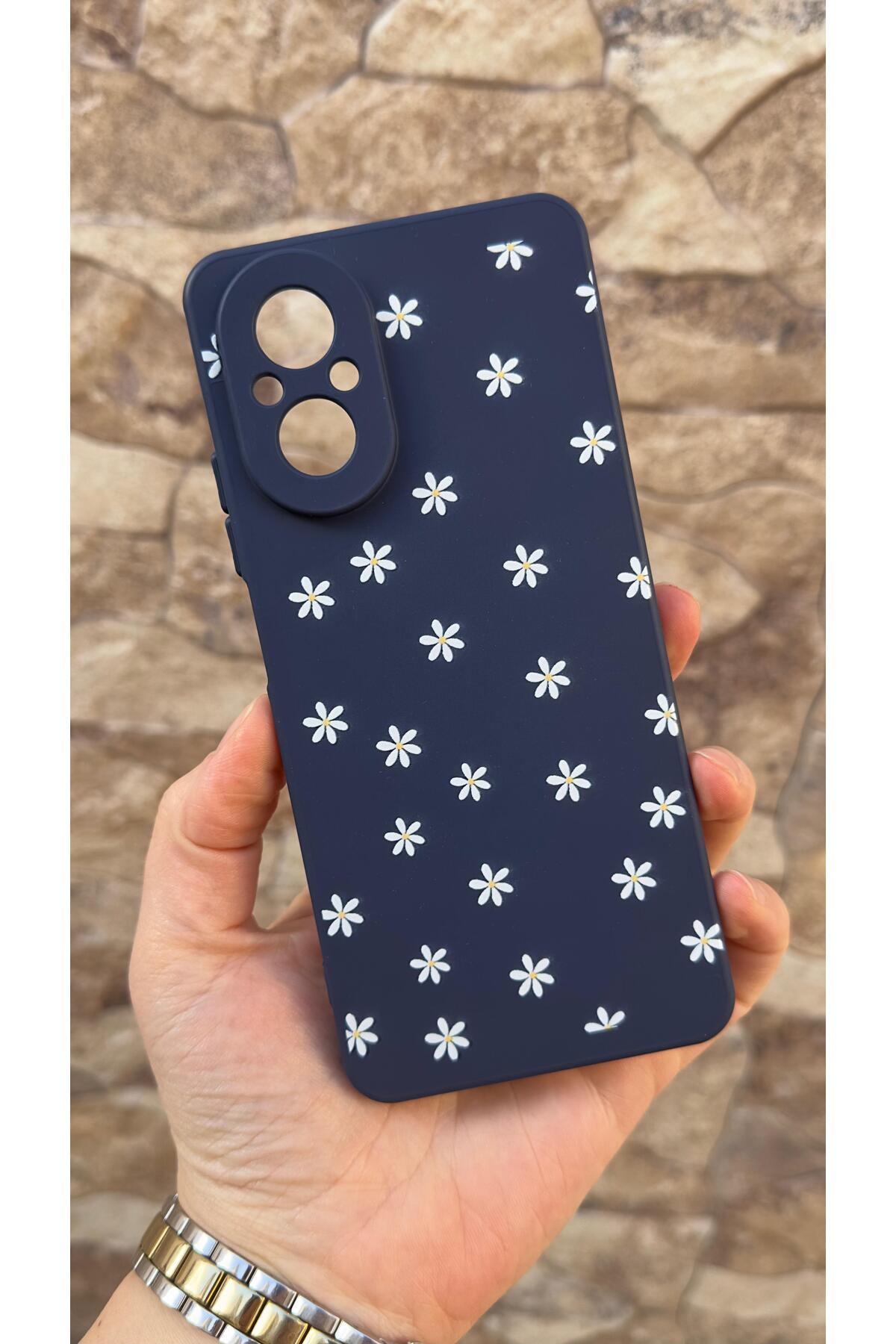 REALME 12 LİTE Uyumlu Mini Papatya Desenli Silikon Darbe Emici Klasik Korumalı Rubber Kılıf