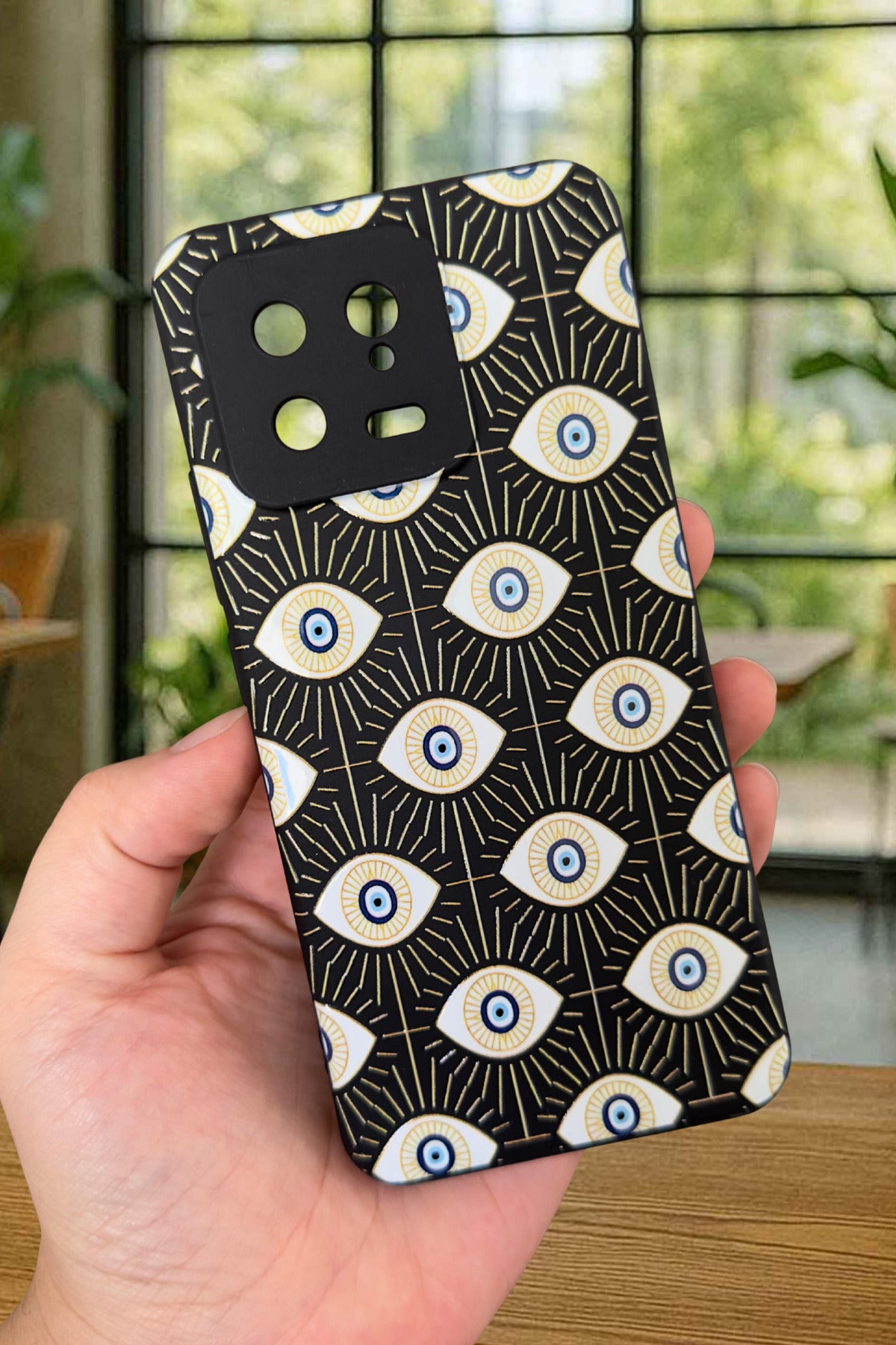Xiaomi Mi 13 Uyumlu Evıl Eye Desenli Silikon Darbe Emici Klasik Korumalı Rubber Kılıf