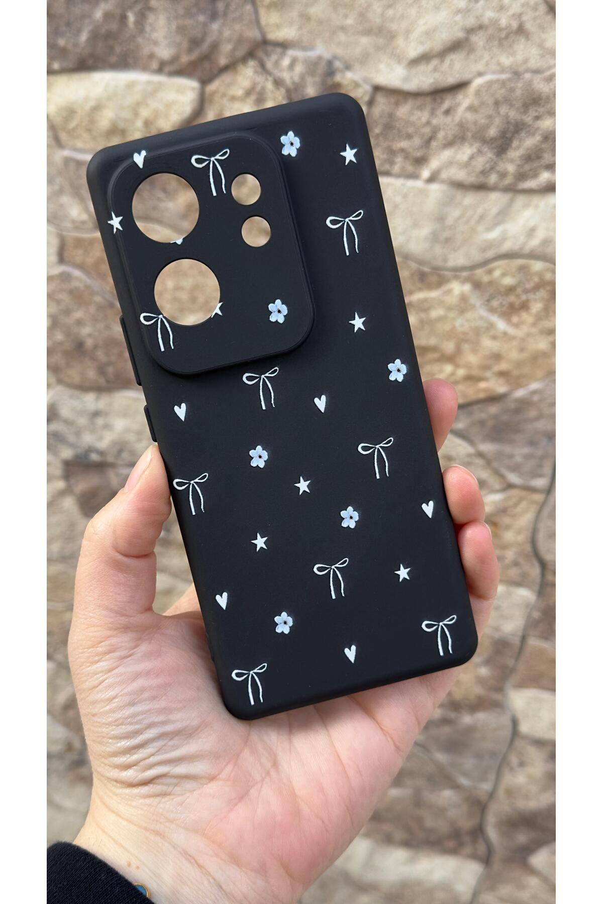 İnfinix Zero 30 4g Uyumlu Mini Fiyonk Desenli Silikon Darbe Emici Klasik Korumalı Rubber Kılıf