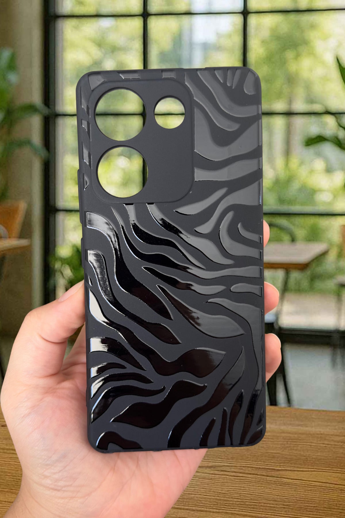 TECNO CAMON 20 PRO Uyumlu Zebra Desenli Silikon Darbe Emici Klasik Korumalı Rubber Kılıf