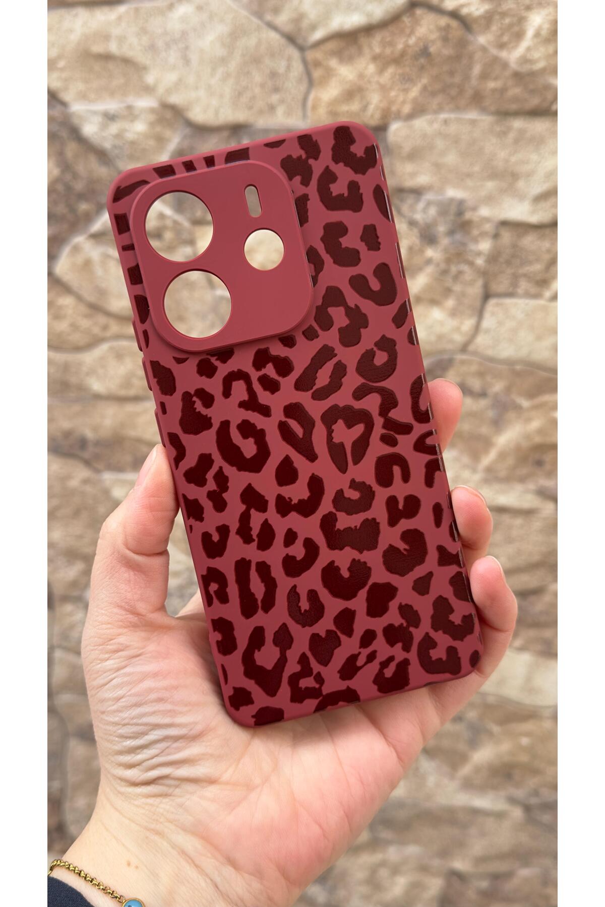 Redmi Note 14 Uyumlu Leopar Desenli Silikon Darbe Emici Klasik Korumalı Rubber Kılıf
