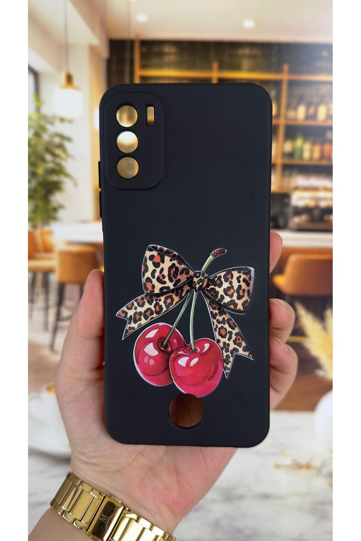 REEDER S19 MAX PRO S Uyumlu Kiraz Fiyonk Leopar Desenli Silikon Darbe Emici Klasik Rubber Kılıf