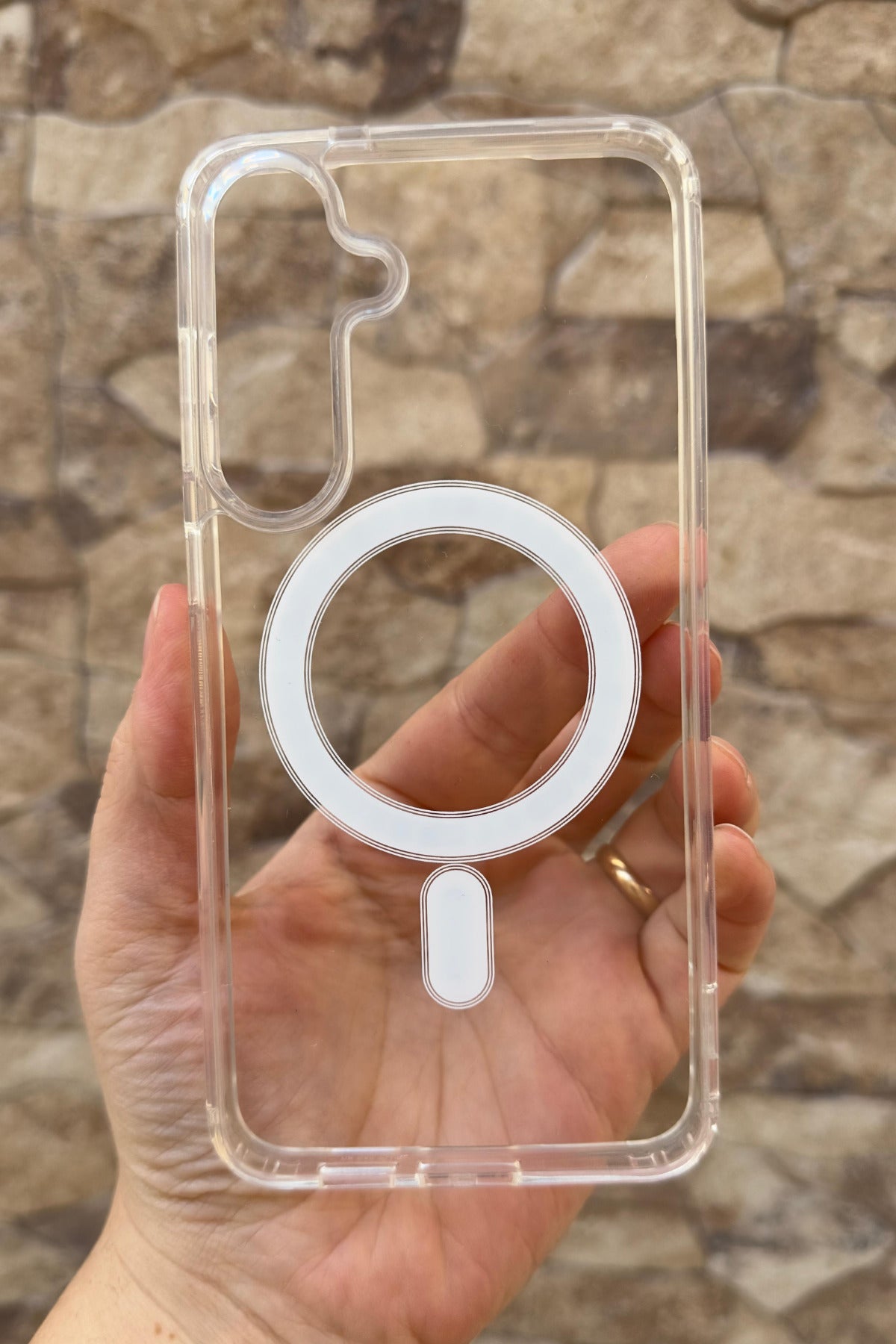 Galaxy S25 Uyumlu Kamera Çıkıntılı Şeffaf Magsafe Wireless Kablosuz Şarj Destekli V-Mags