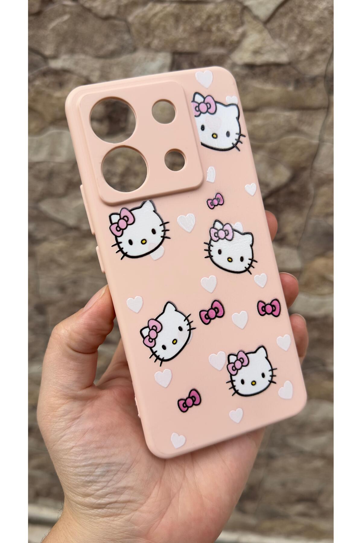 Xiaomi Redmi Note 13 Pro 5G Uyumlu Hello Kity Silikon Darbe Emici Klasik Korumalı Rubber Kılıf