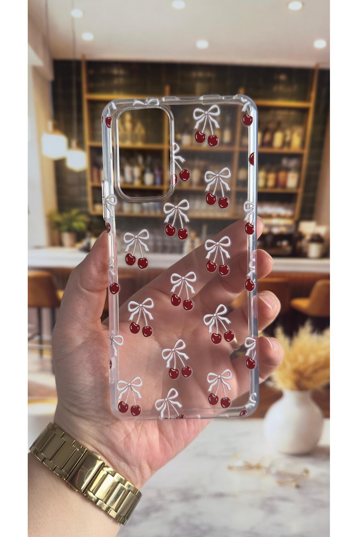 Redmi Note 10 Pro Uyumlu Kiraz Desenli Şeffaf Darbe Emici Kamera Korumalı Clear Kılıf