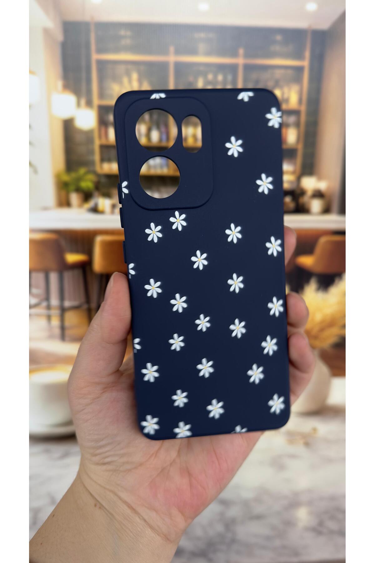 OPPO RENO 13 F Uyumlu Mini Papatya Desenli Silikon Darbe Emici Klasik Korumalı Rubber Kılıf