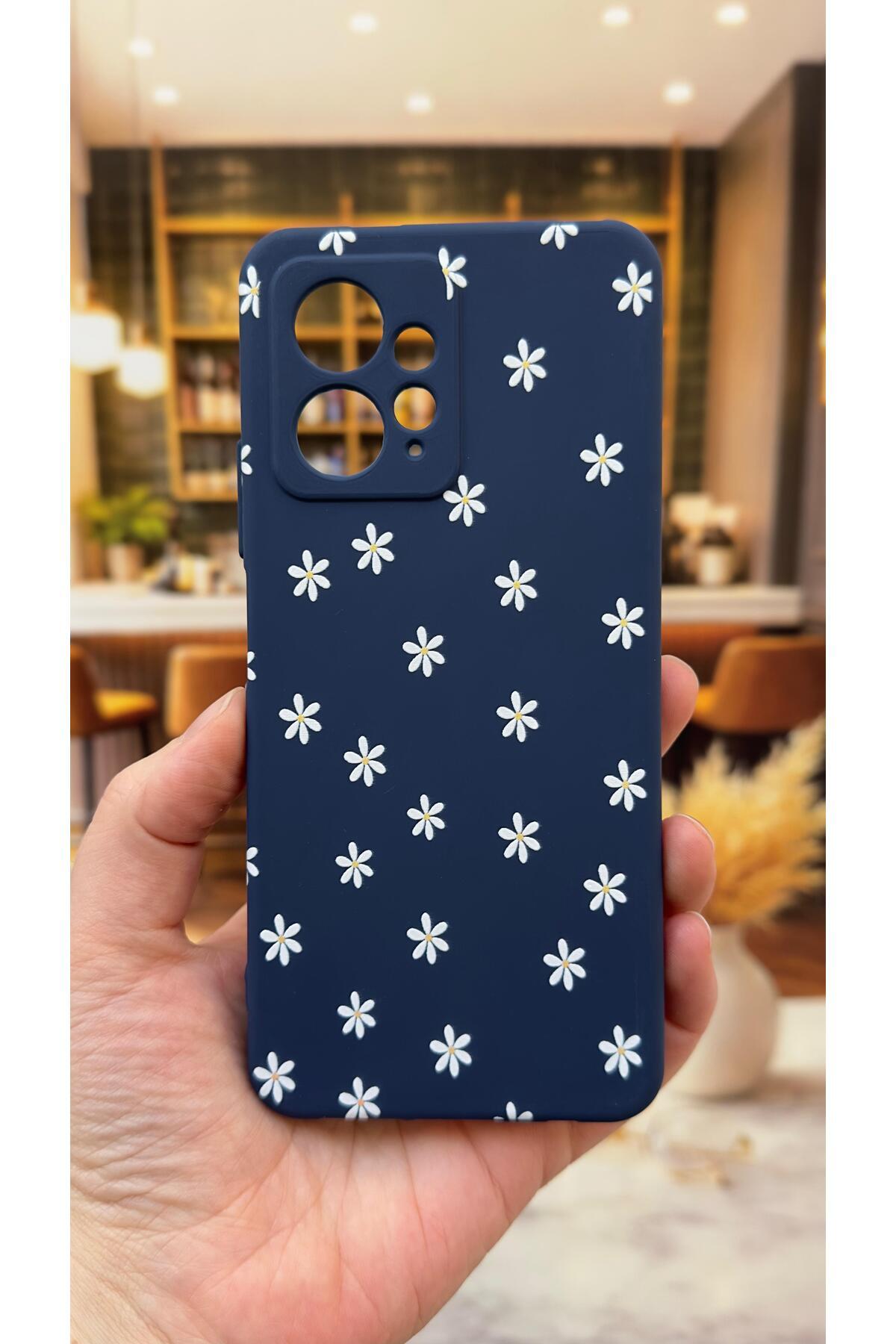 Xiaomi Redmi Note 12 4G Uyumlu Mini Papatya Desenli Silikon Darbe Emici Klasik Korumalı Rubber Kılıf