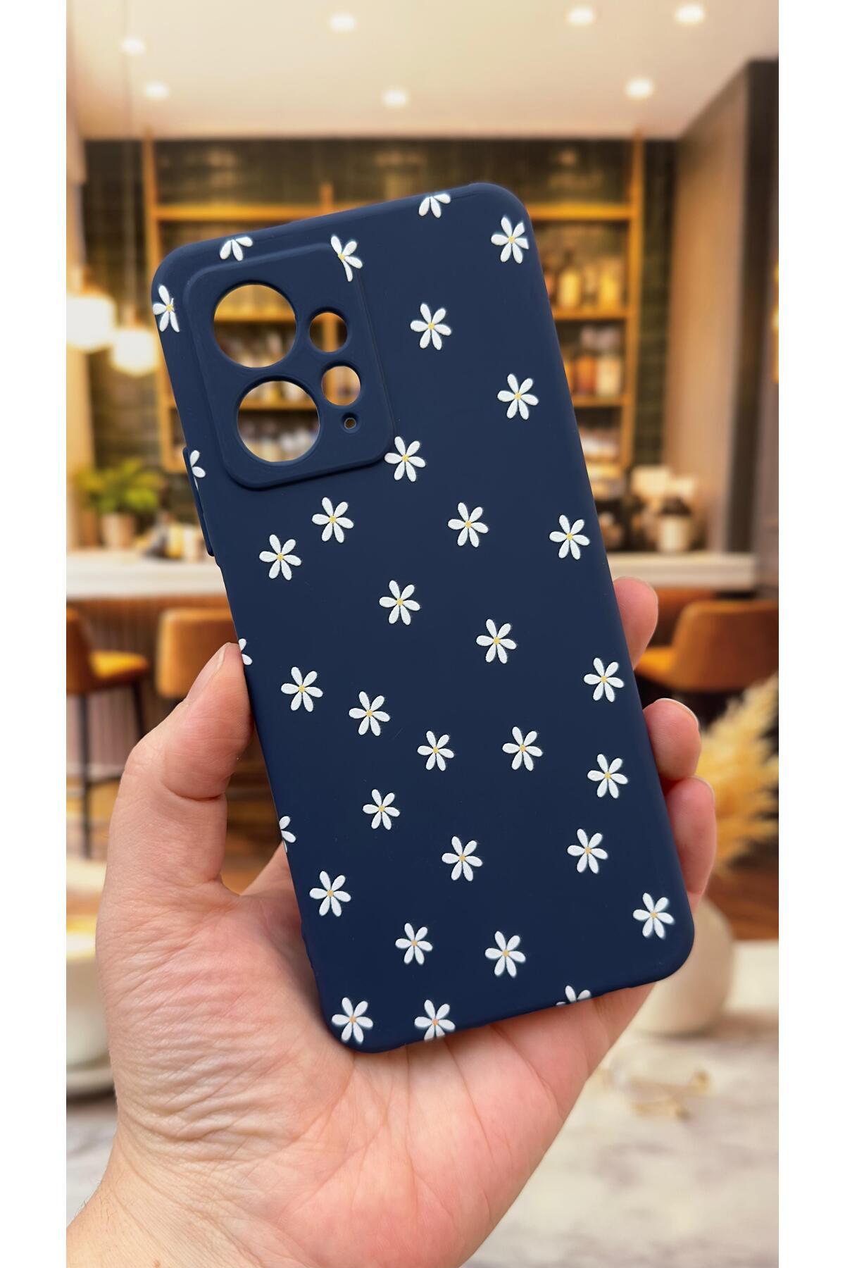 Xiaomi Redmi Note 12 4G Uyumlu Mini Papatya Desenli Silikon Darbe Emici Klasik Korumalı Rubber Kılıf
