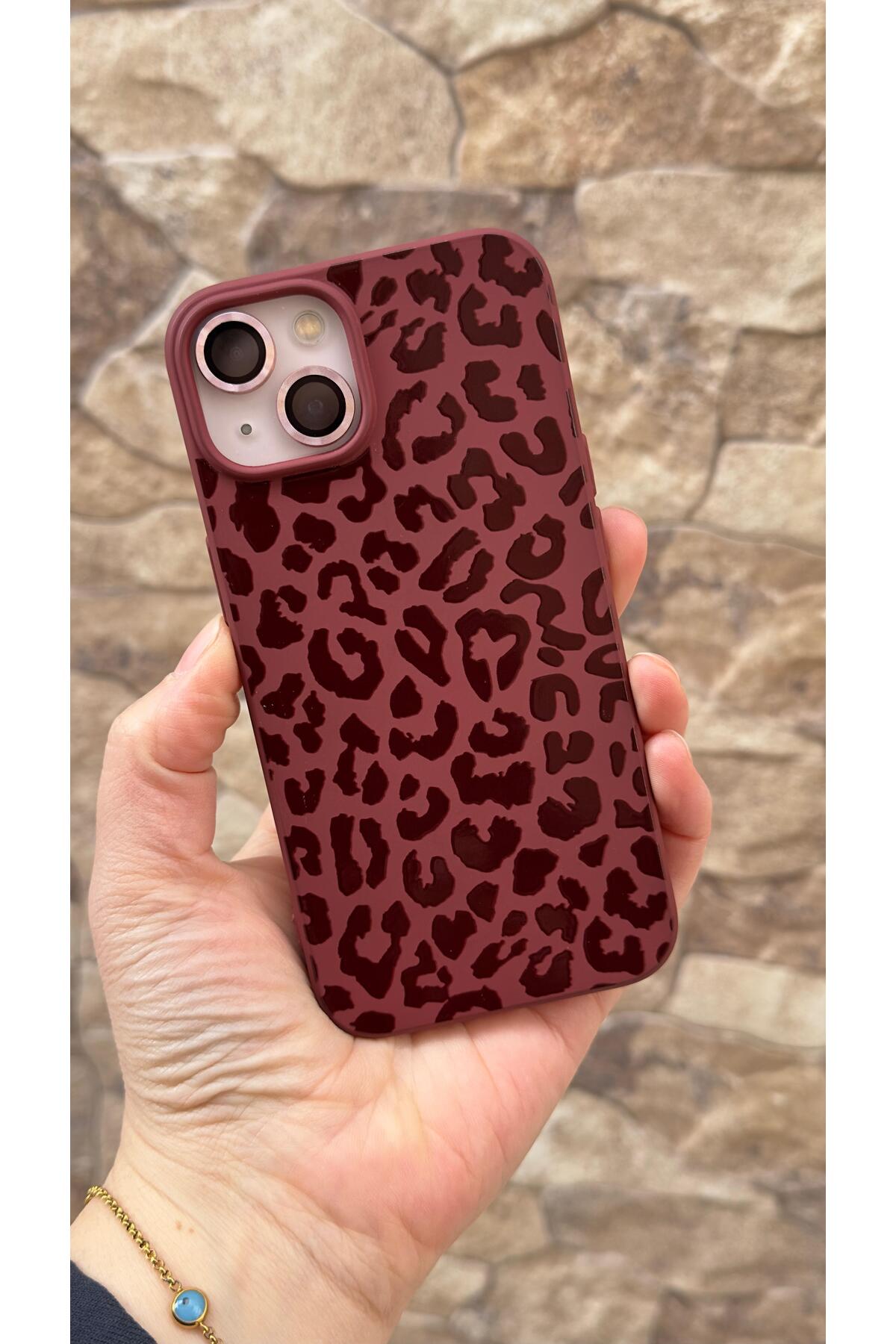 iPhone 13/14 Uyumlu Leopar Desenli Silikon Darbe Emici Klasik Korumalı Rubber Kılıf