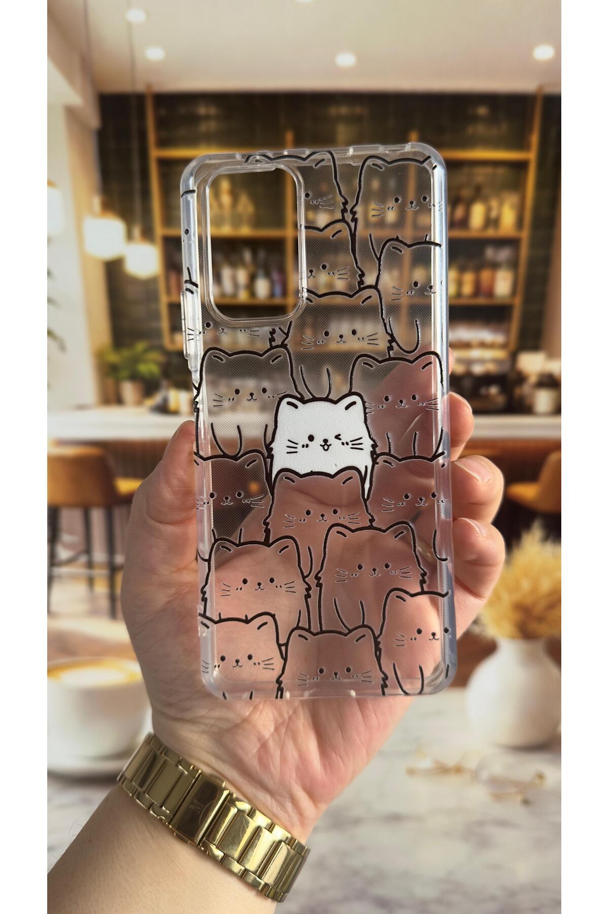 Redmi Note 10 Pro Uyumlu Manycat Desenli Şeffaf Darbe Emici Kamera Korumalı Clear Kılıf