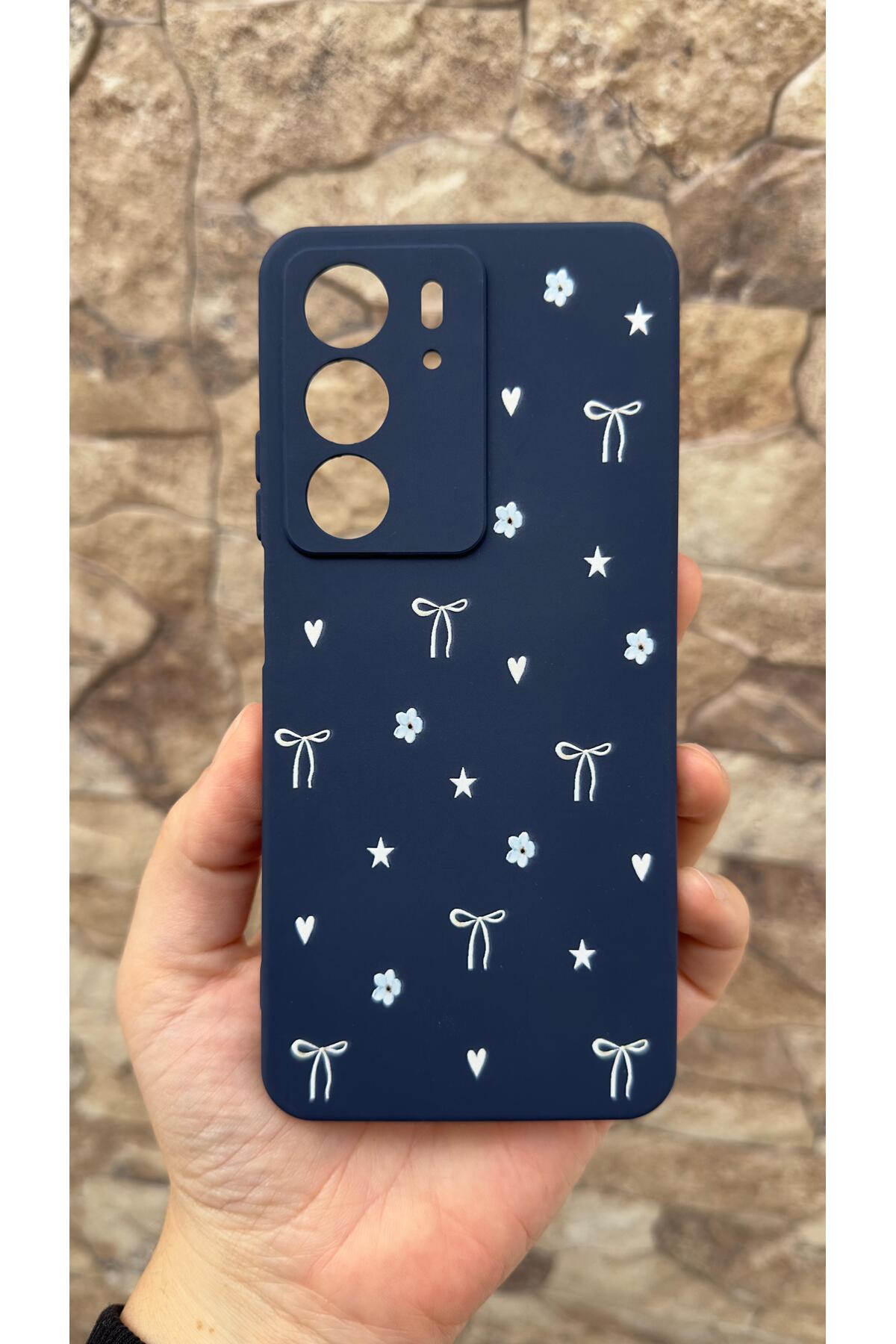 Realme C75 Uyumlu Mini Fiyonk Desenli Silikon Darbe Emici Klasik Korumalı Rubber Kılıf