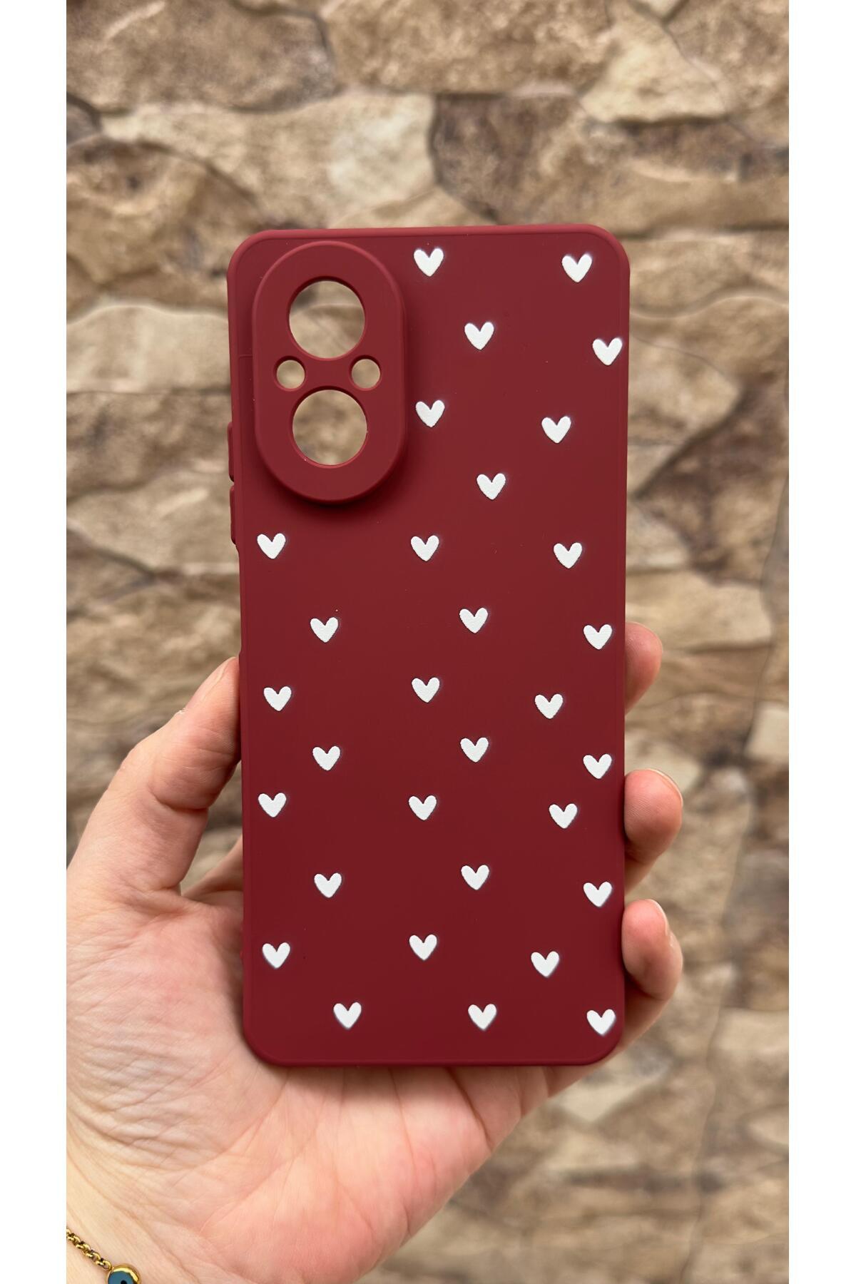 REALME 12 LİTE Uyumlu Beyaz Kalp Desenli Silikon Darbe Emici Klasik Korumalı Rubber Kılıf