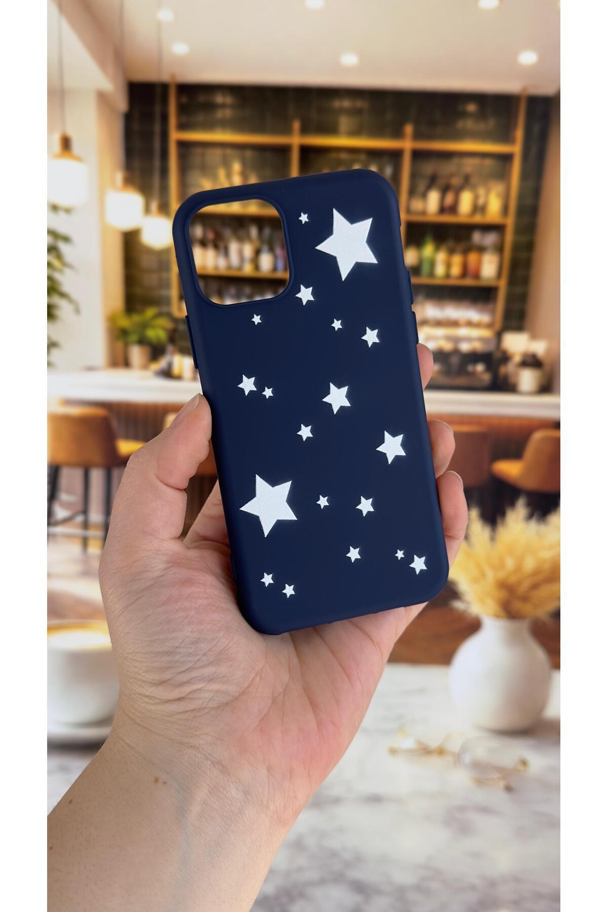 Iphone 11 Pro Uyumlu Mini Yıldız Desenli Silikon Darbe Emici Klasik Korumalı Rubber Kılıf