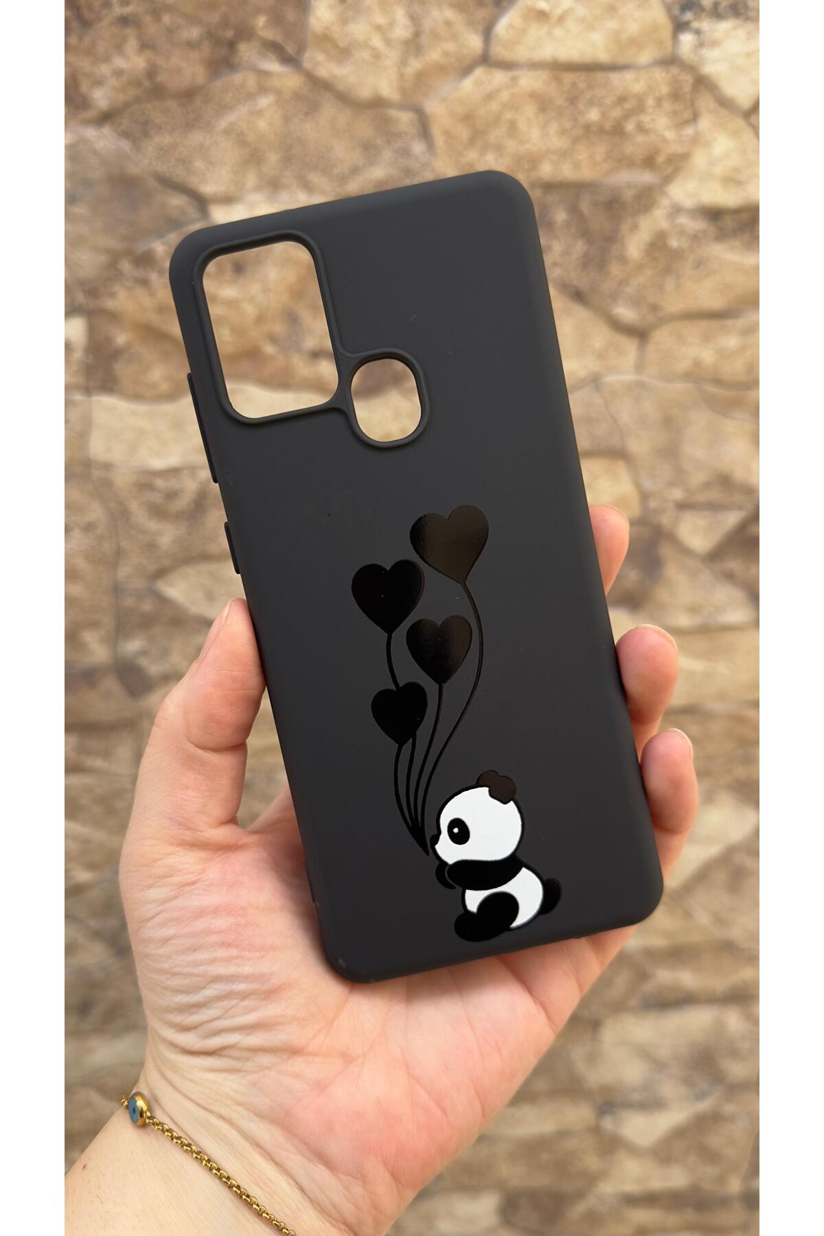 Casper Via F20 Uyumlu Kalpli Panda Desenli Silikon Darbe Emici Klasik Korumalı Rubber Kılıf