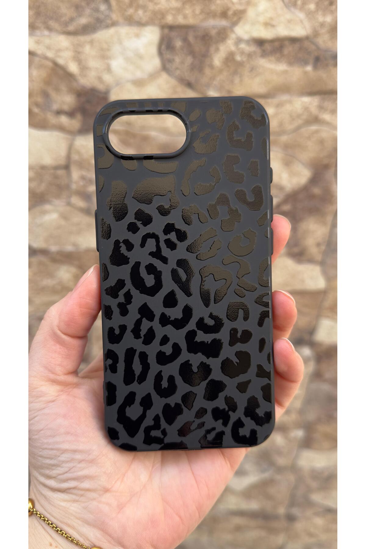 İphone 16E Uyumlu Leopar Desenli Silikon Darbe Emici Klasik Korumalı Rubber Kılıf