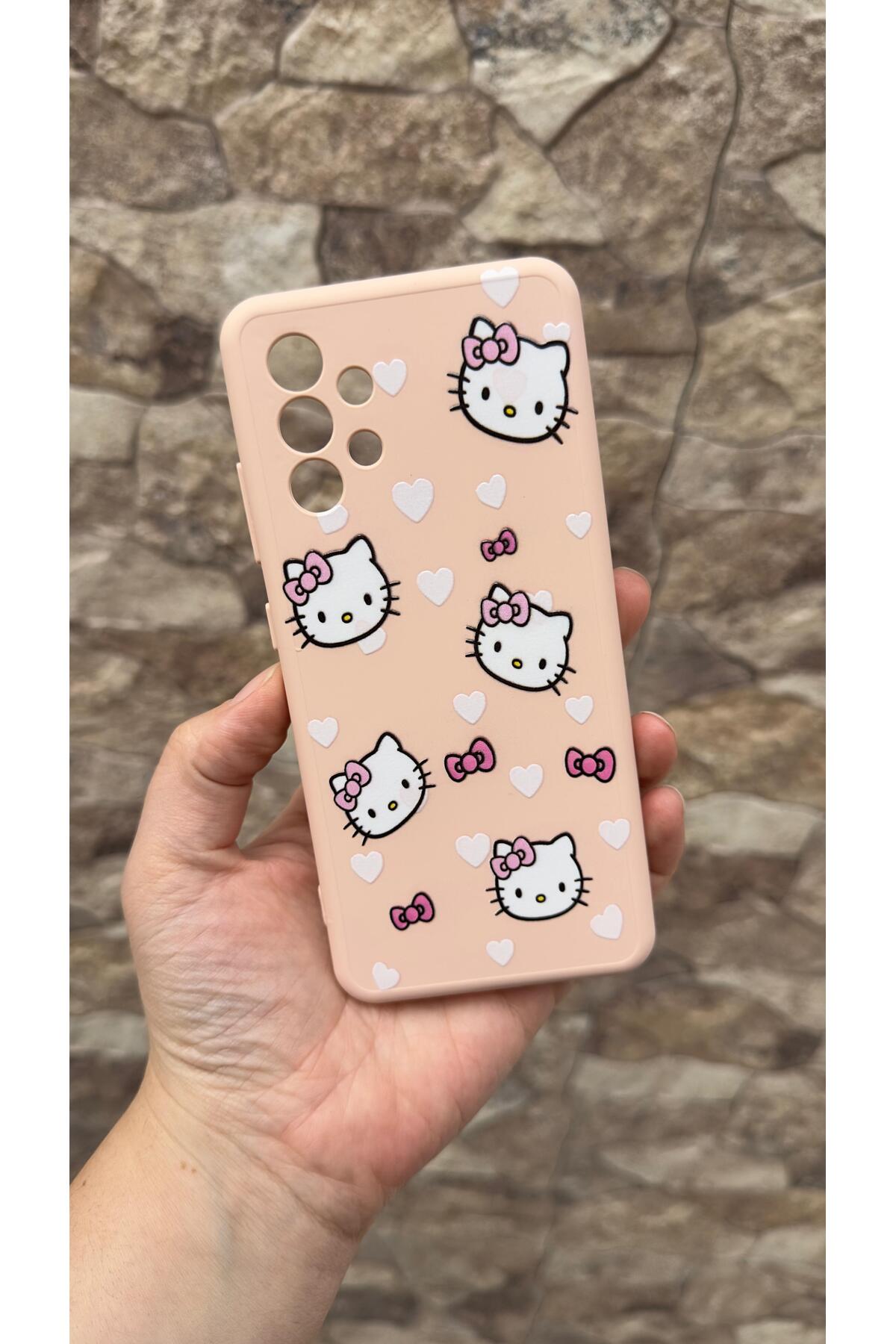 Samsung Galaxy A32 Uyumlu Hello Kity Silikon Darbe Emici Klasik Korumalı Rubber Kılıf