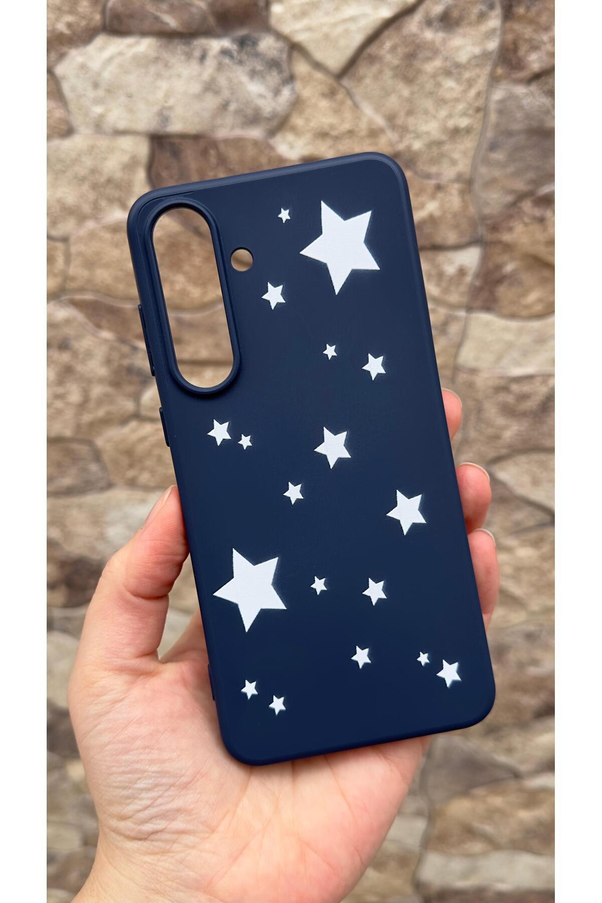 Samsung Galaxy S25 FE Uyumlu Mini Yıldız Desenli Silikon Darbe Emici Klasik Korumalı Rubber Kılıf277