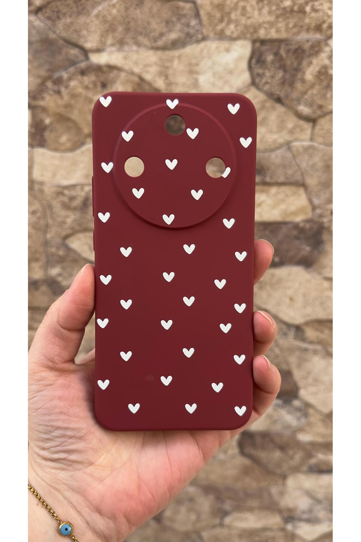 Honor Magic 8 Lite Uyumlu Beyaz Kalp Desenli Silikon Darbe Emici Klasik Korumalı Rubber Kılıf