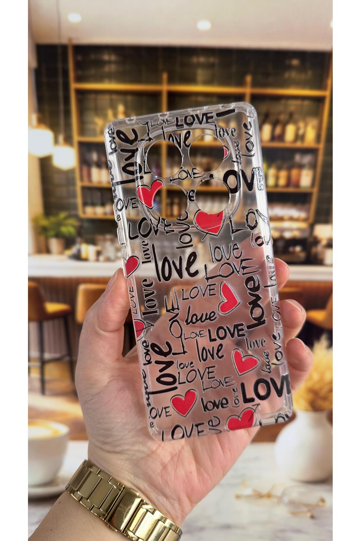 Redmi Note 14 Pro 4G Uyumlu Love Yazı Desenli Şeffaf Darbe Emici Kamera Korumalı Clear Kılıf