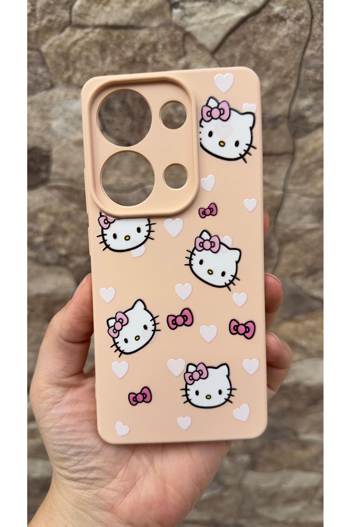 Xiaomi Redmi Note 13 Pro 4G Uyumlu Hello Kity Silikon Darbe Emici Klasik Korumalı Rubber Kılıf