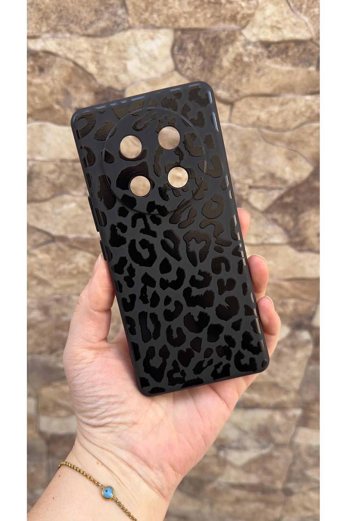 Honor Magic 7 Lite 5G Uyumlu Leopar Desenli Silikon Darbe Emici Klasik Korumalı Rubber Kılıf