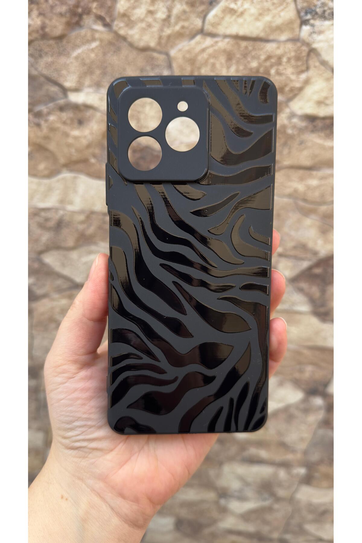 Omix X7 Uyumlu Zebra Desenli Silikon Darbe Emici Klasik Korumalı Rubber Kılıf