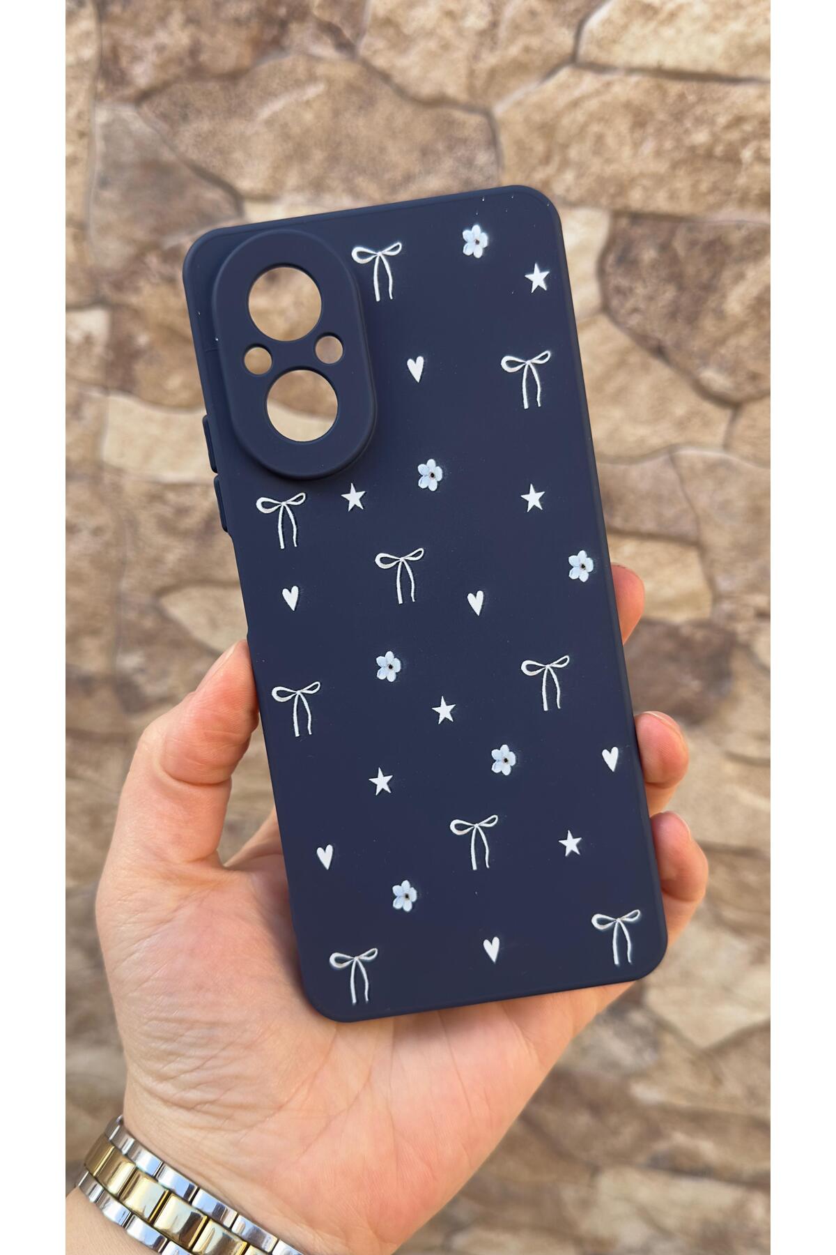 REALME 12 LİTE Uyumlu Mini Fiyonk Desenli Silikon Darbe Emici Klasik Korumalı Rubber Kılıf