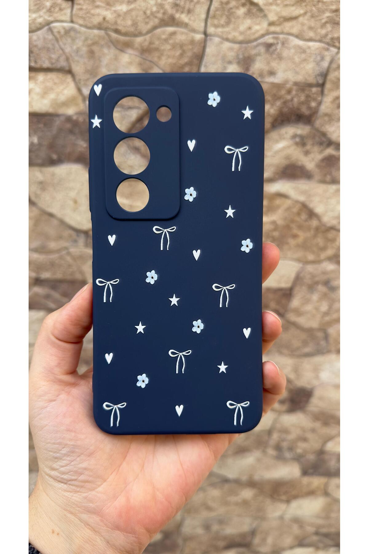 Redmi 15 Uyumlu Mini Fiyonk Desenli Silikon Darbe Emici Klasik Korumalı Rubber Kılıf