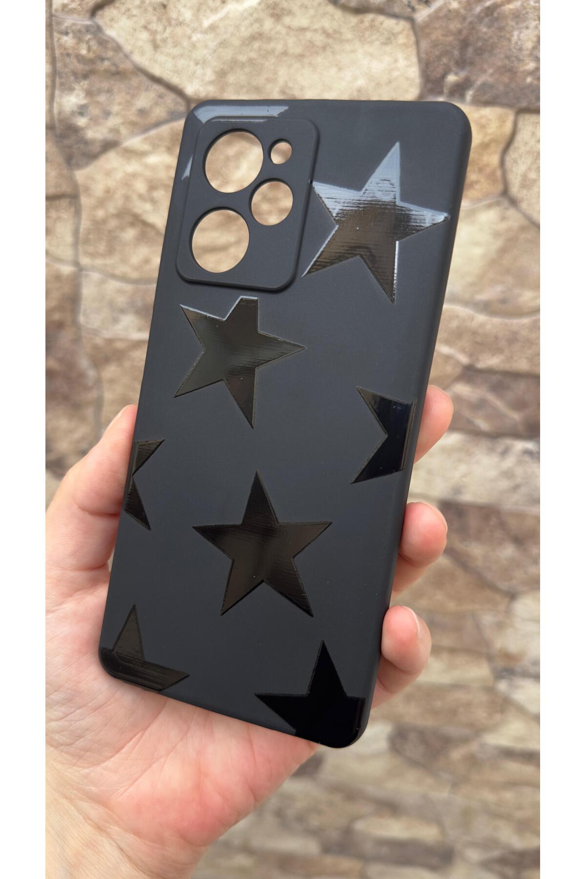 POCO X5 PRO Uyumlu Star Desenli Silikon Darbe Emici Klasik Korumalı Rubber Kılıf