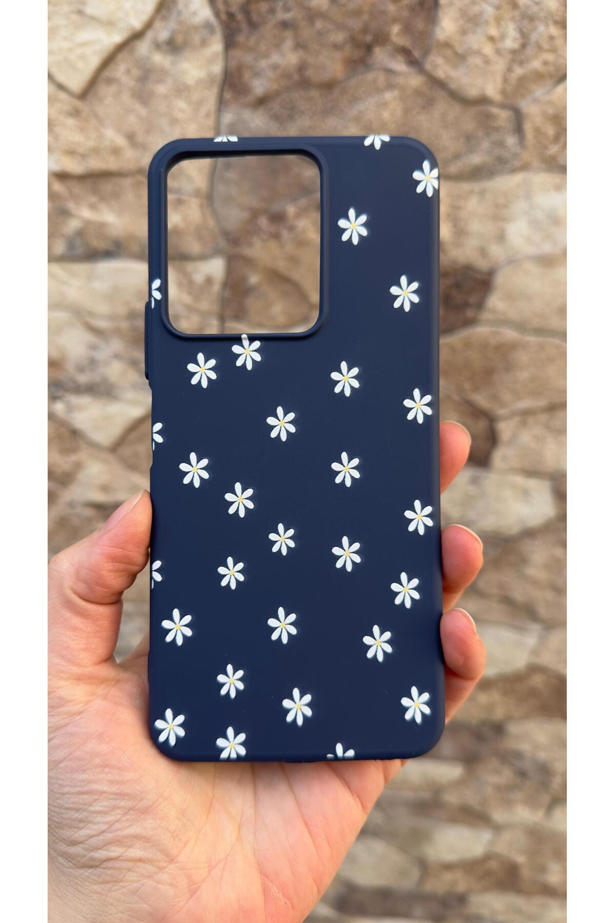 VİVO Y35 Uyumlu Mini Papatya Desenli Silikon Darbe Emici Klasik Korumalı Rubber Kılıf