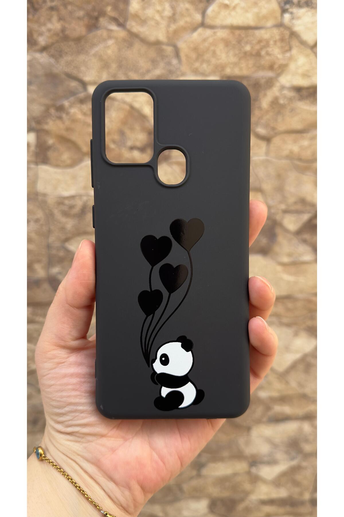 Casper Via F20 Uyumlu Kalpli Panda Desenli Silikon Darbe Emici Klasik Korumalı Rubber Kılıf