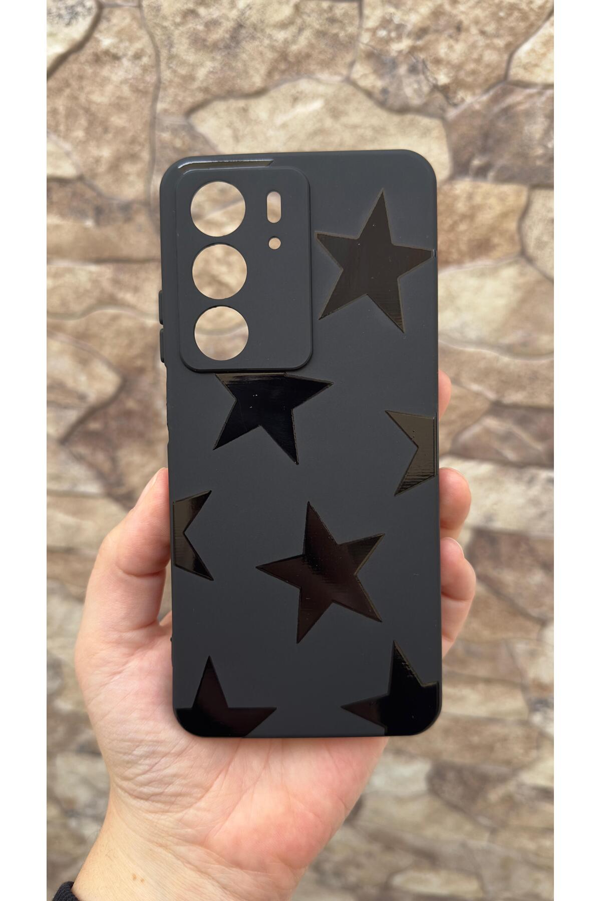 Realme C75 Uyumlu Star Desenli Silikon Darbe Emici Klasik Korumalı Rubber Kılıf