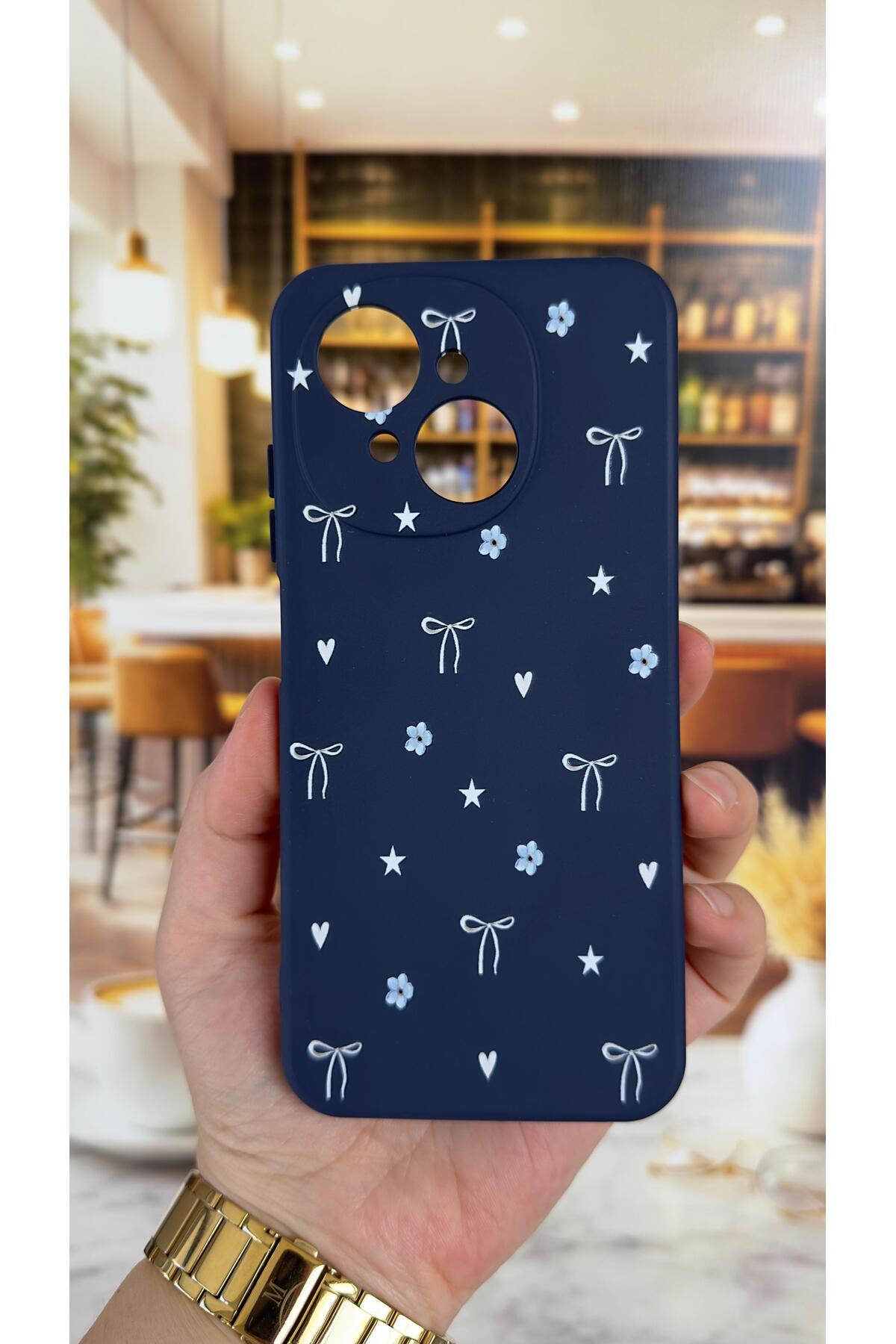 Tecno Spark Go1 Uyumlu Mini Fiyonk Desenli Silikon Darbe Emici Klasik Korumalı Rubber Kılıf