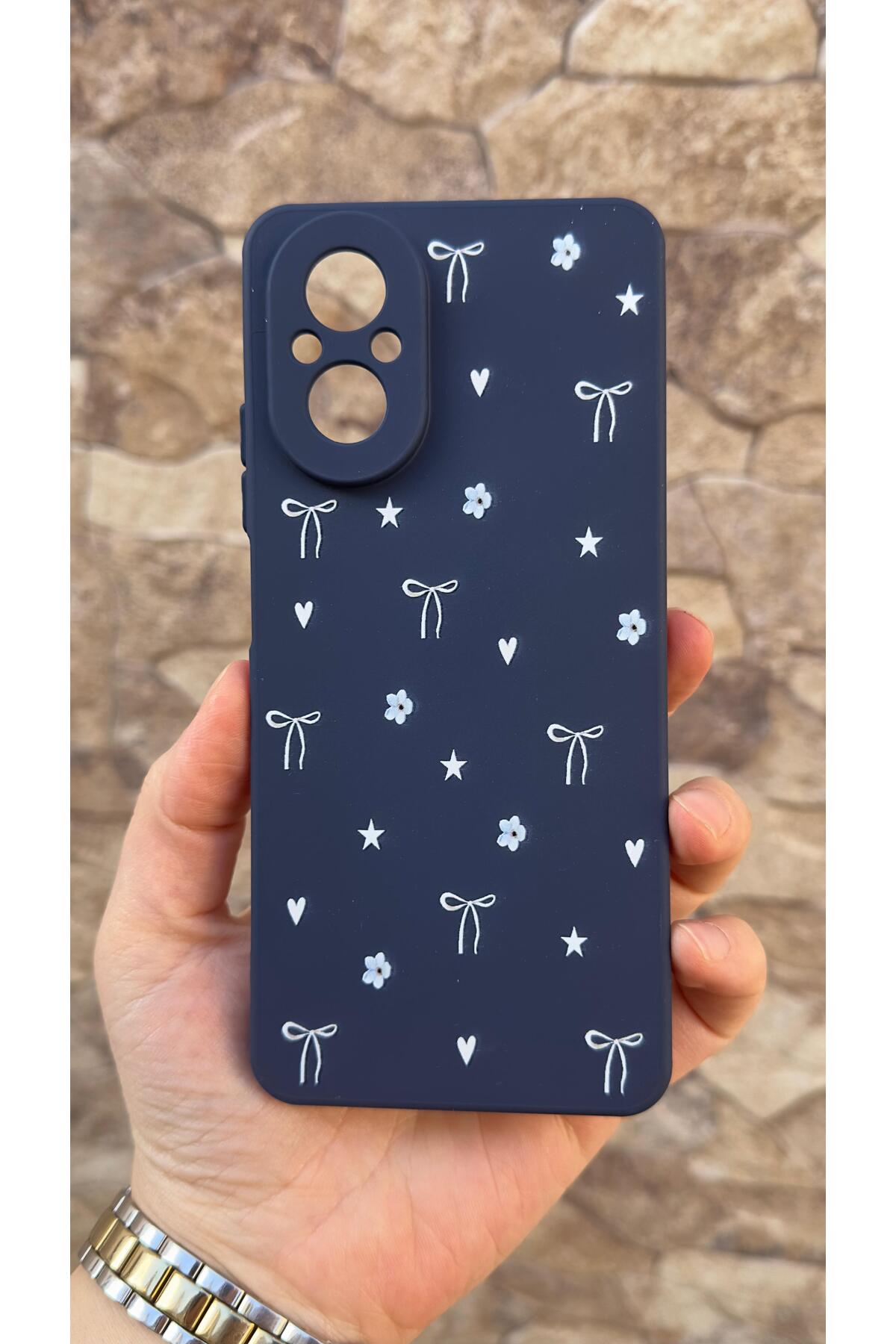 REALME 12 LİTE Uyumlu Mini Fiyonk Desenli Silikon Darbe Emici Klasik Korumalı Rubber Kılıf
