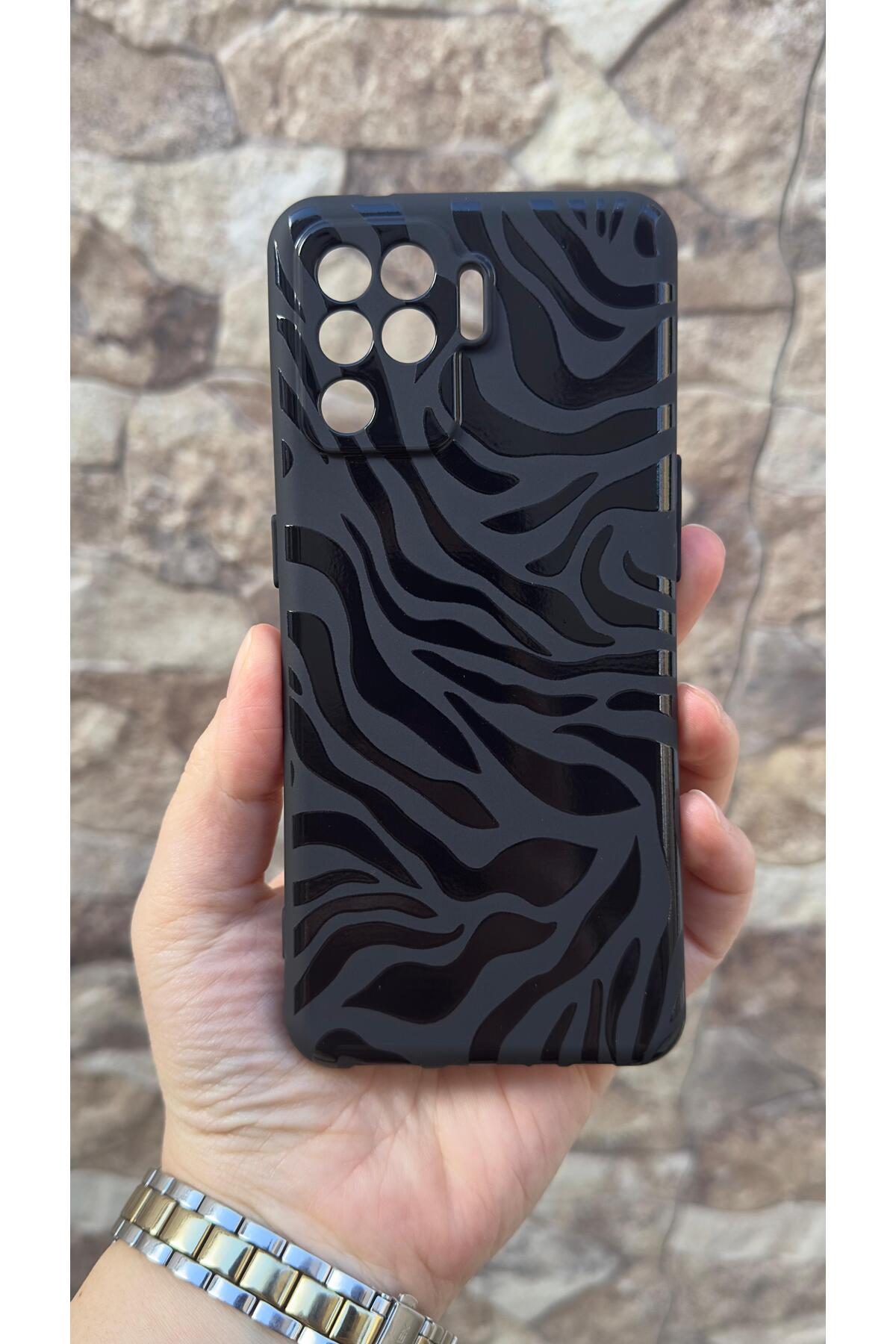 Oppo Reno 5 Lite Uyumlu Zebra Desenli Silikon Darbe Emici Klasik Korumalı Rubber Kılıf