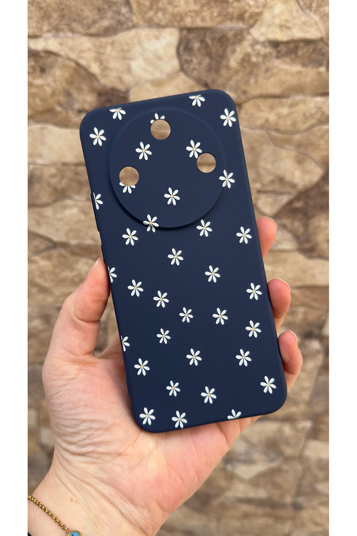 Honor Magic 8 Lite Uyumlu Mini Papatya Desenli Silikon Darbe Emici Klasik Korumalı Rubber Kılıf