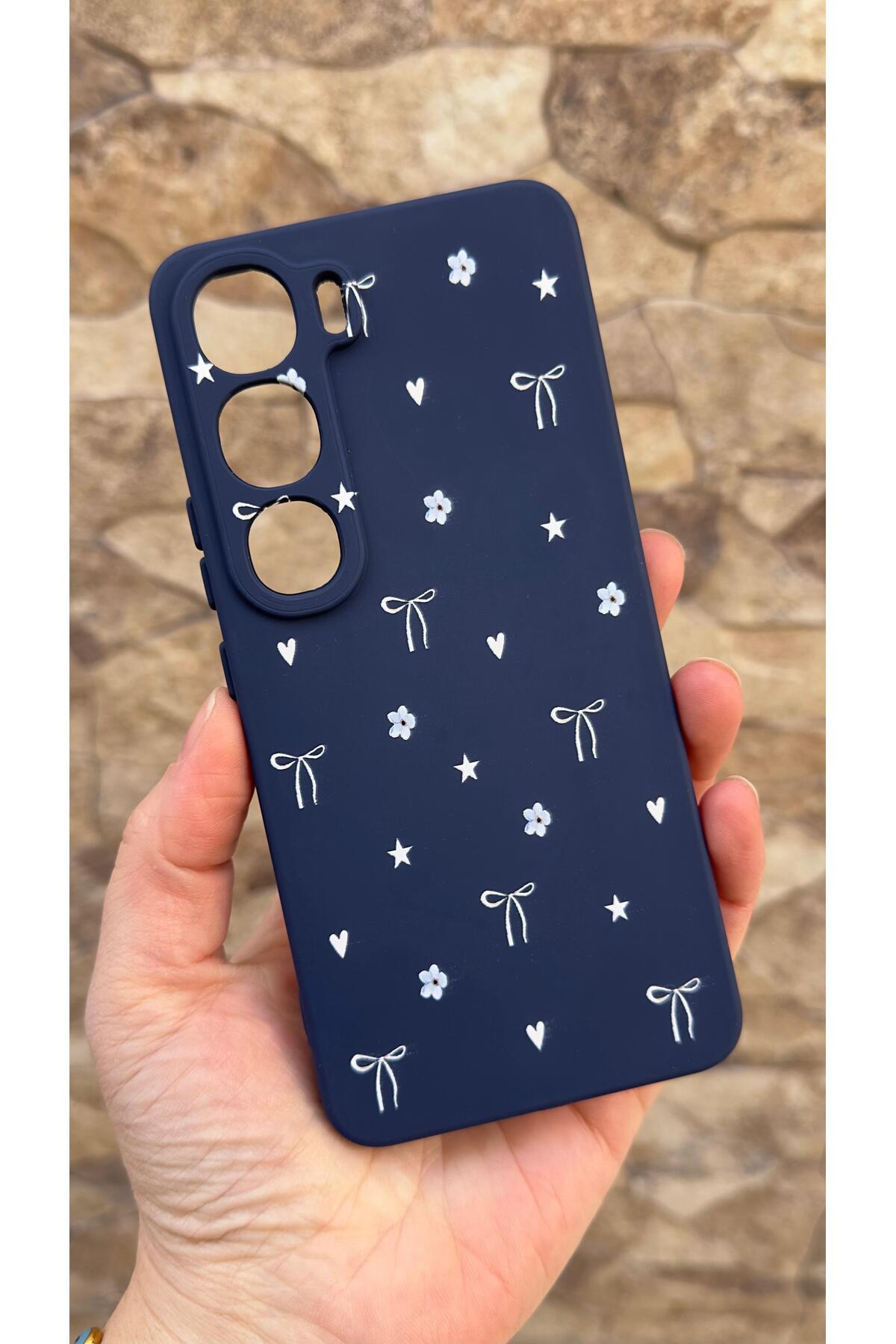 Vivo V40 Lite 5G Uyumlu Mini Fiyonk Desenli Silikon Darbe Emici Klasik Korumalı Rubber Kılıf