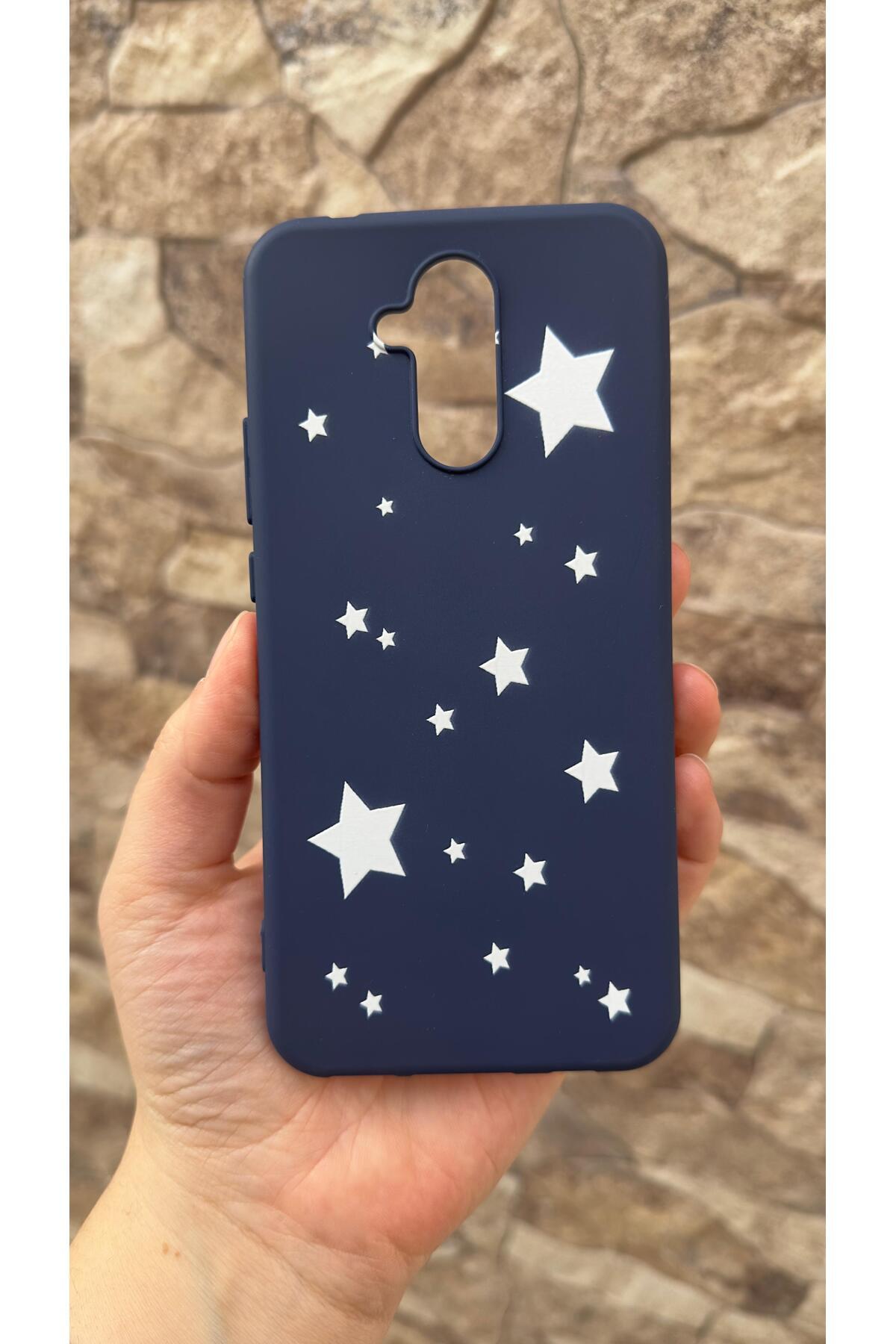 HUAWEİ Mate 20 Lite Uyumlu Mini Yıldız Desenli Silikon Darbe Emici Klasik Korumalı Rubber Kılıf