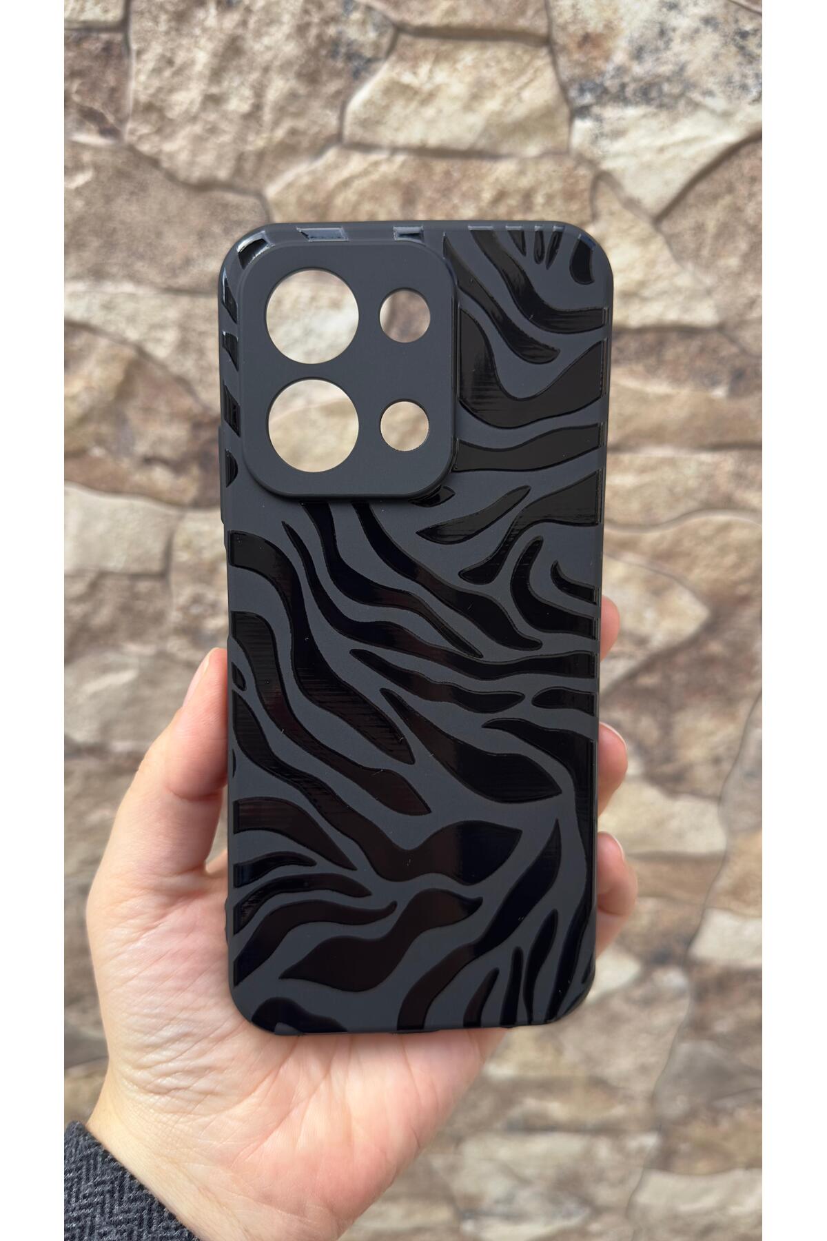 İNFİNİX NOTE 30 Uyumlu Zebra Desenli Silikon Darbe Emici Klasik Korumalı Rubber Kılıf