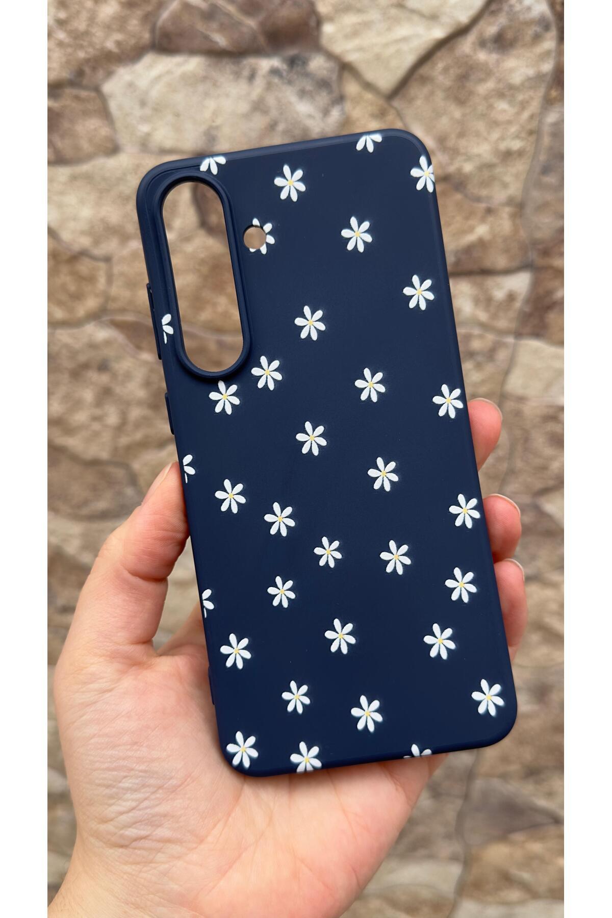 Samsung Galaxy S25 FE Uyumlu Mini Papatya Desenli Darbe Emici Klasik Korumalı Rubber Kılıf277